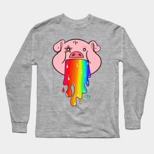 Pig vomiting a rainbow Long Sleeve T-Shirt